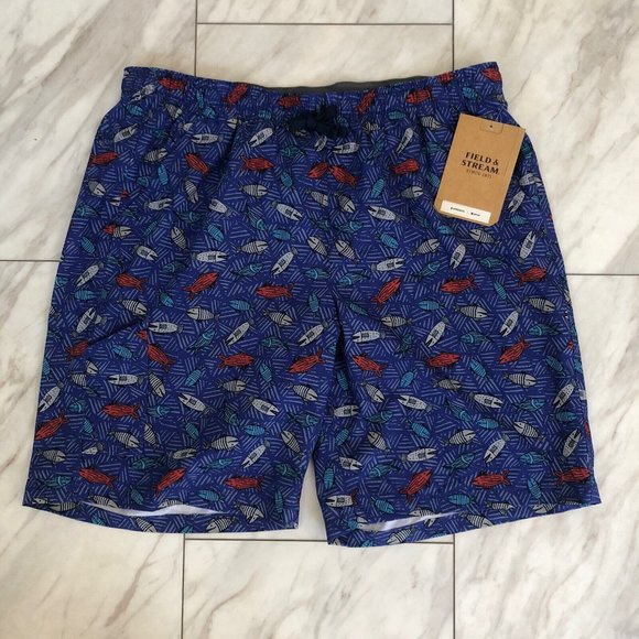 F&S Men's Printed Pull on ' Yankee Fish Blue' Fishing Short MFA2024P Size L - Picture 2 of 5